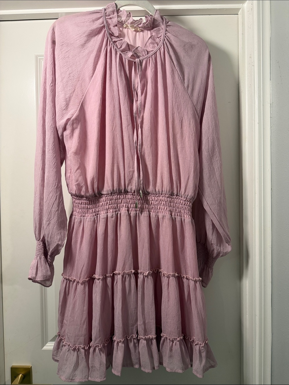 Entro lilac Ruffle Smocked Waist Womens Dress size lg.